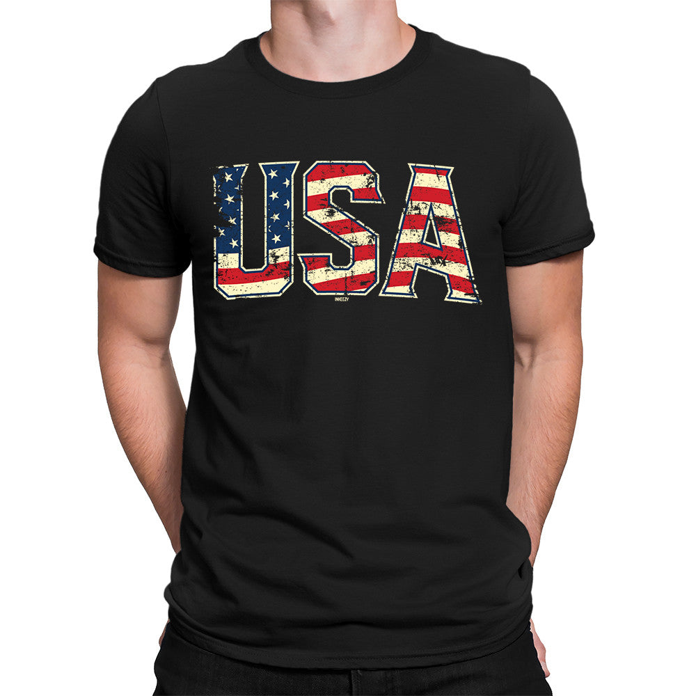 Men's USA Flag Letters T-Shirt