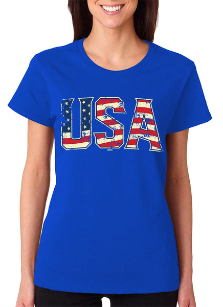 Women's USA Flag Letters T-Shirt