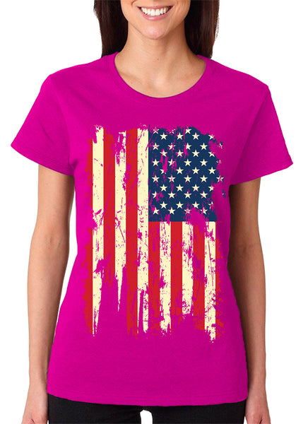 Women's Distressed USA Flag T-Shirt